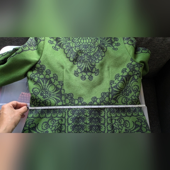 Tracy Reese Green and Black Patterned Coat - Picture 9 of 15